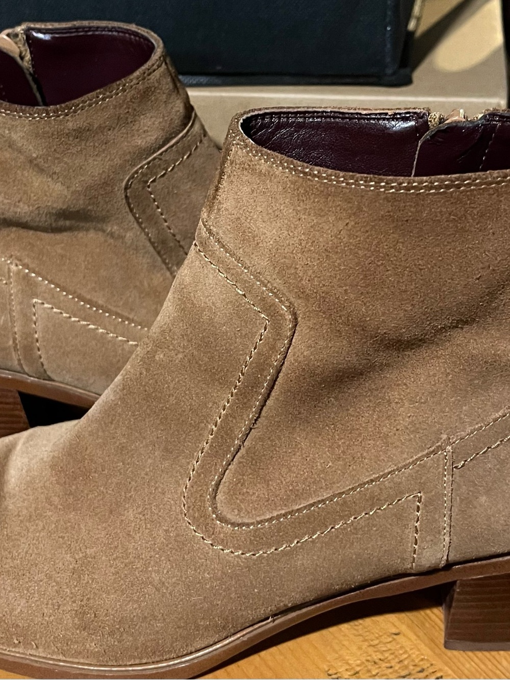 BCBGeneration Suede Ankle Booties in Taupe Brown